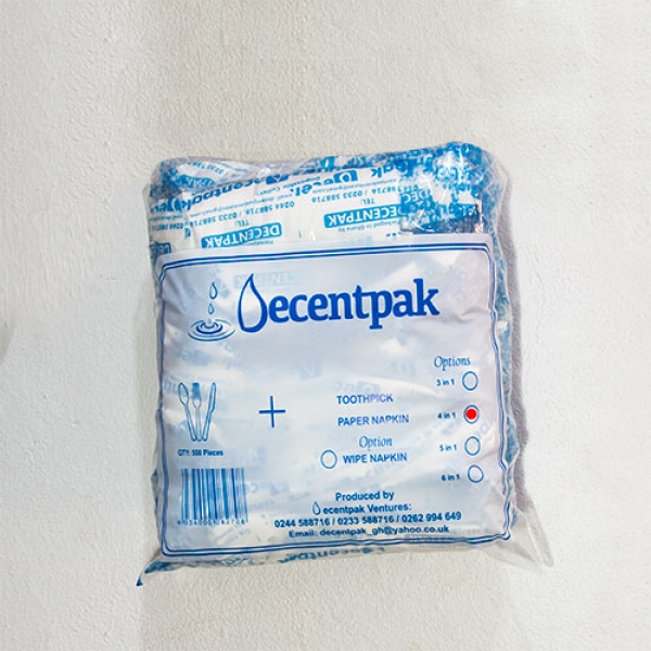 D0024: Super- 4 in 1 (fork, knife, tissue, toothpick). 10 packs by 40 pieces per bag